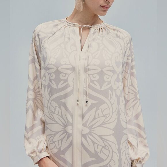 H&M Balloon-Sleeved Dress Light Beige Ramadan Modest Collection New - Picture 7 of 8